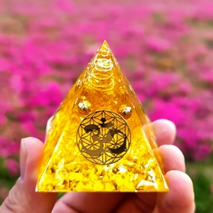 Crystal Energy Orgone Pyramid - Chakra Stone Meditation Gift