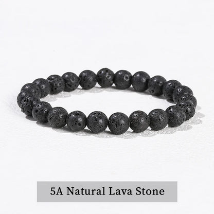 Healing Stone Bracelet: Obsidian, Fluorite, Jasper Beads