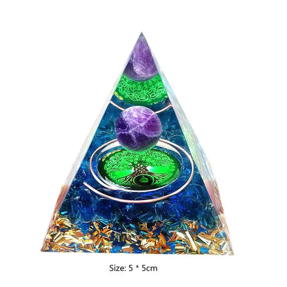 Crystal Energy Orgone Pyramid - Chakra Stone Meditation Gift