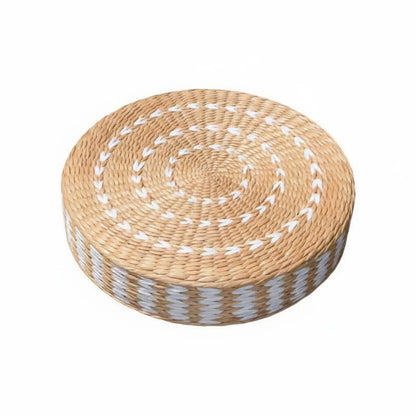 Woven Woven Mat Meditation Cushion Pillow Multi-Function Straw Woven Mat Pillow Round Straw Floor Pillow Breathable Round Woven Pouf