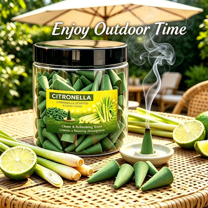 Large Lemongrass-Scented Incense, 4cm High Incense Cone, Rich Aroma, Burns Continuously, Creates an Aesthetic Smoke Effect, Suitable for Purifying the Air, Meditation, Yoga, Reading, Etc