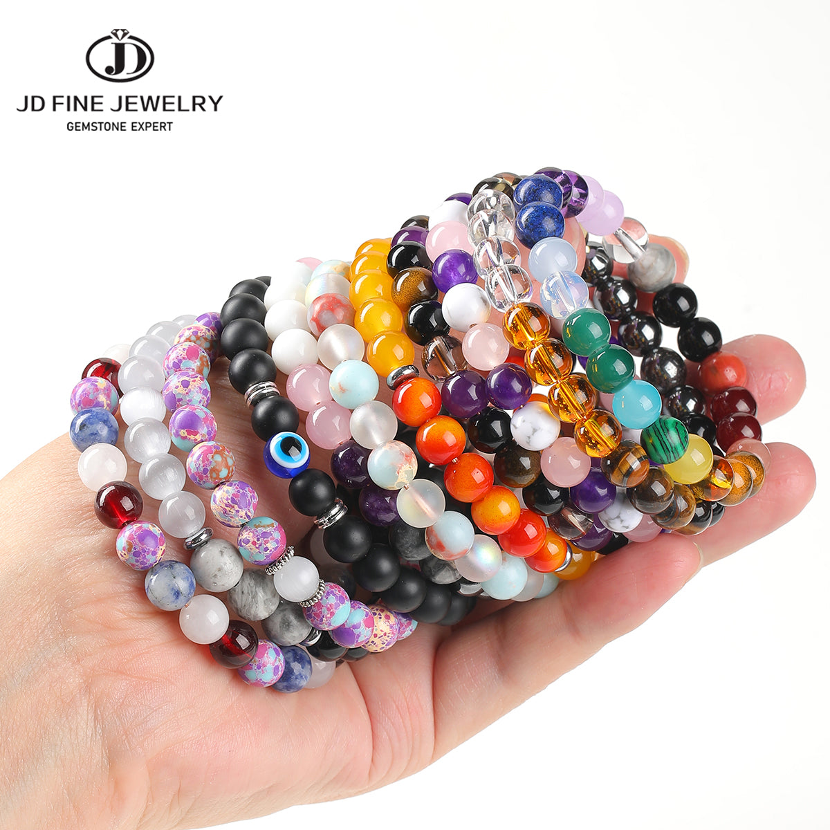 Natural Stone Healing Bracelet: 8mm Lucky Wealth Beads Jewelry