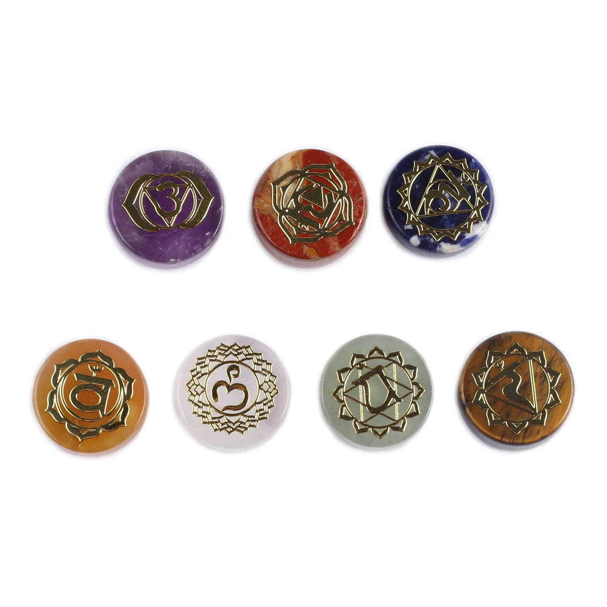 7pcs/set Crystal Tiger Eye Stone Natural Stone Seven Chakra Healing Reiki Energy Stone Yoga Aura Gemstone Ornaments Home Crafts