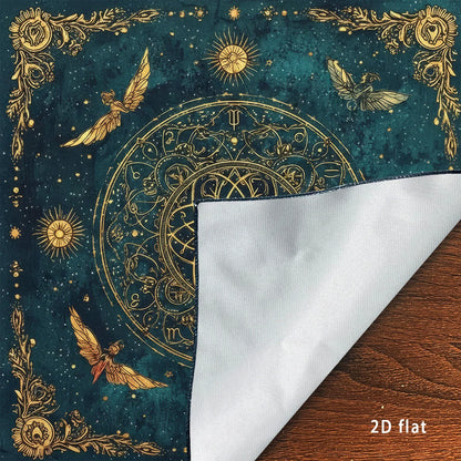 Tarot Tablecloth Sun & Moon Divination Altar Cloth Flower of Life Night Sky Tarot Cloth Astrology Universe Golden Star Tarot Mat