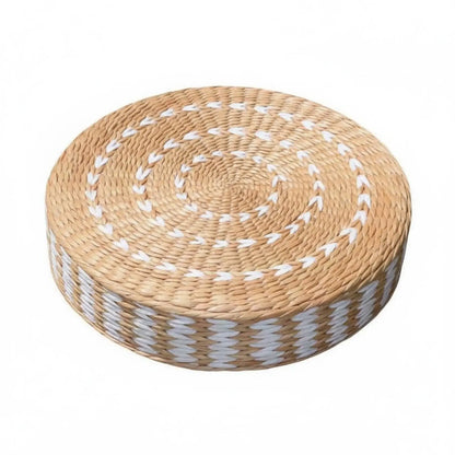 Woven Woven Mat Meditation Cushion Pillow Multi-Function Straw Woven Mat Pillow Round Straw Floor Pillow Breathable Round Woven Pouf