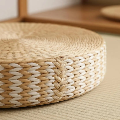 Woven Woven Mat Meditation Cushion Pillow Multi-Function Straw Woven Mat Pillow Round Straw Floor Pillow Breathable Round Woven Pouf