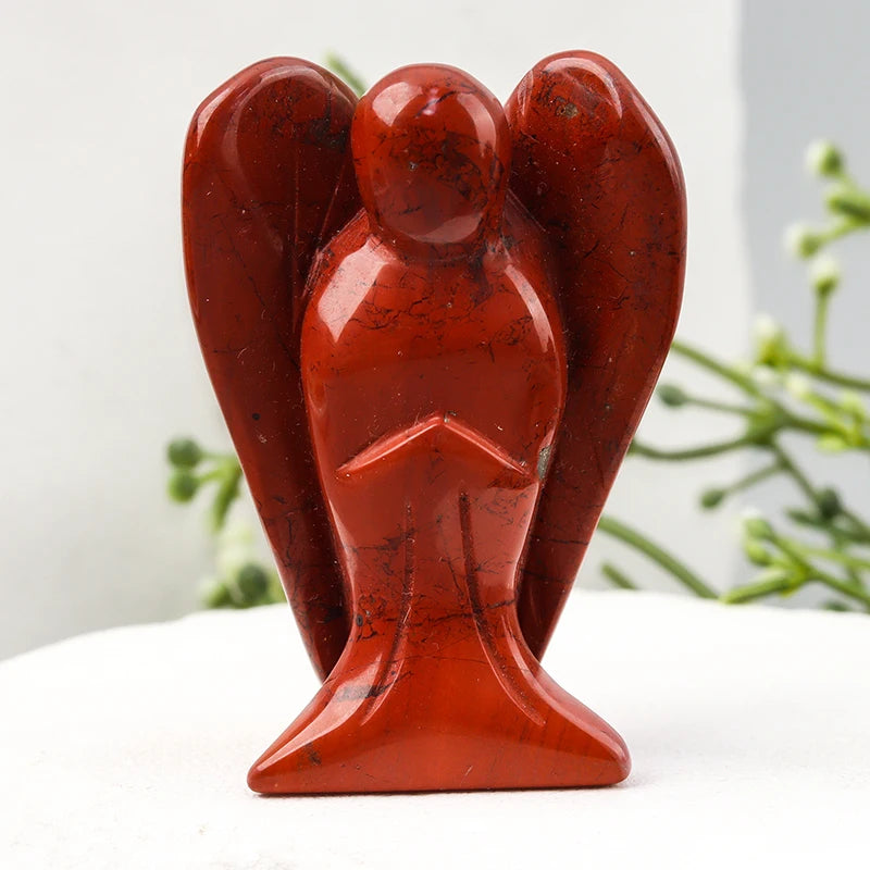 Hand Carved Natural Stone angel Figurine, mini Crystal Crafts, Black Jade Gemstone, Healing, Home Decoration, 1.5 inch