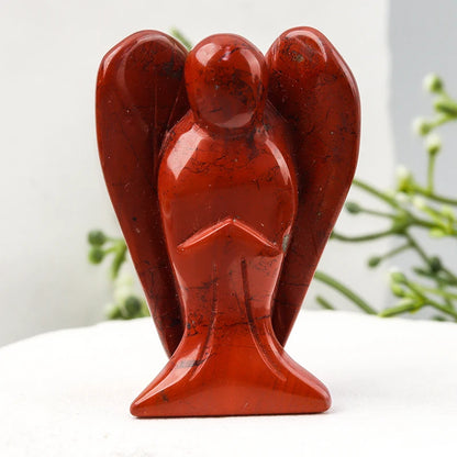 Hand Carved Natural Stone angel Figurine, mini Crystal Crafts, Black Jade Gemstone, Healing, Home Decoration, 1.5 inch