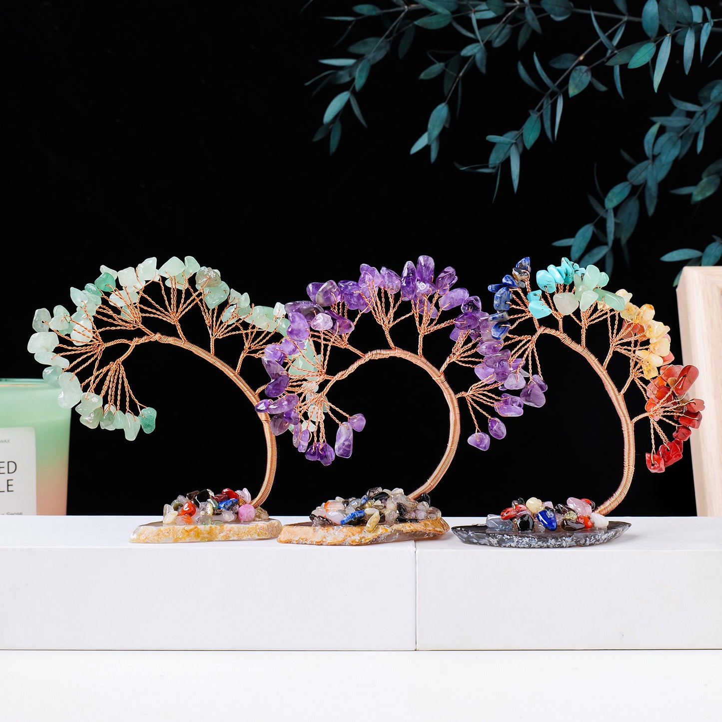 Healing Chakra Stone Tree - Natural Gemstone Home Decor