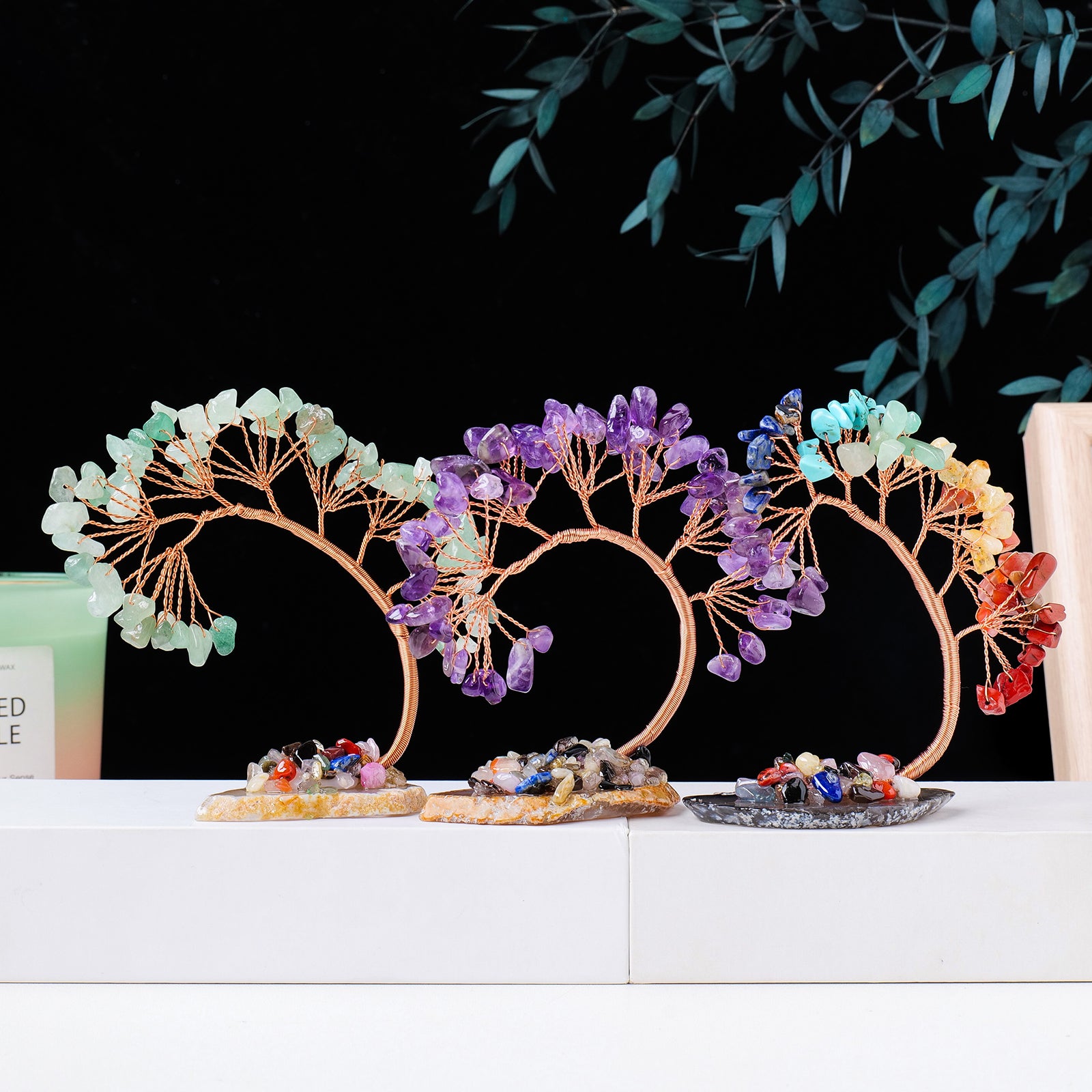 Healing Chakra Stone Tree - Natural Gemstone Home Decor