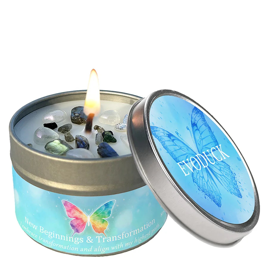 White Sage Frankincense Crystal Scented Candle Protection Cleansing Aromatherapy Meditation Room Decor Spiritual Yoga Gift 3oz