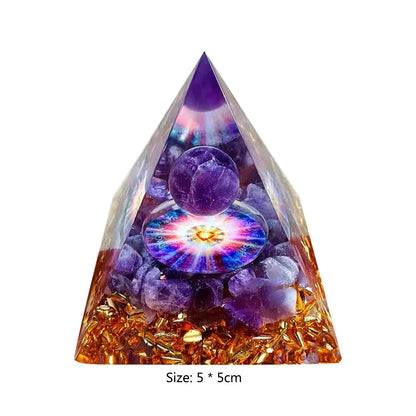 Crystal Energy Orgone Pyramid - Chakra Stone Meditation Gift