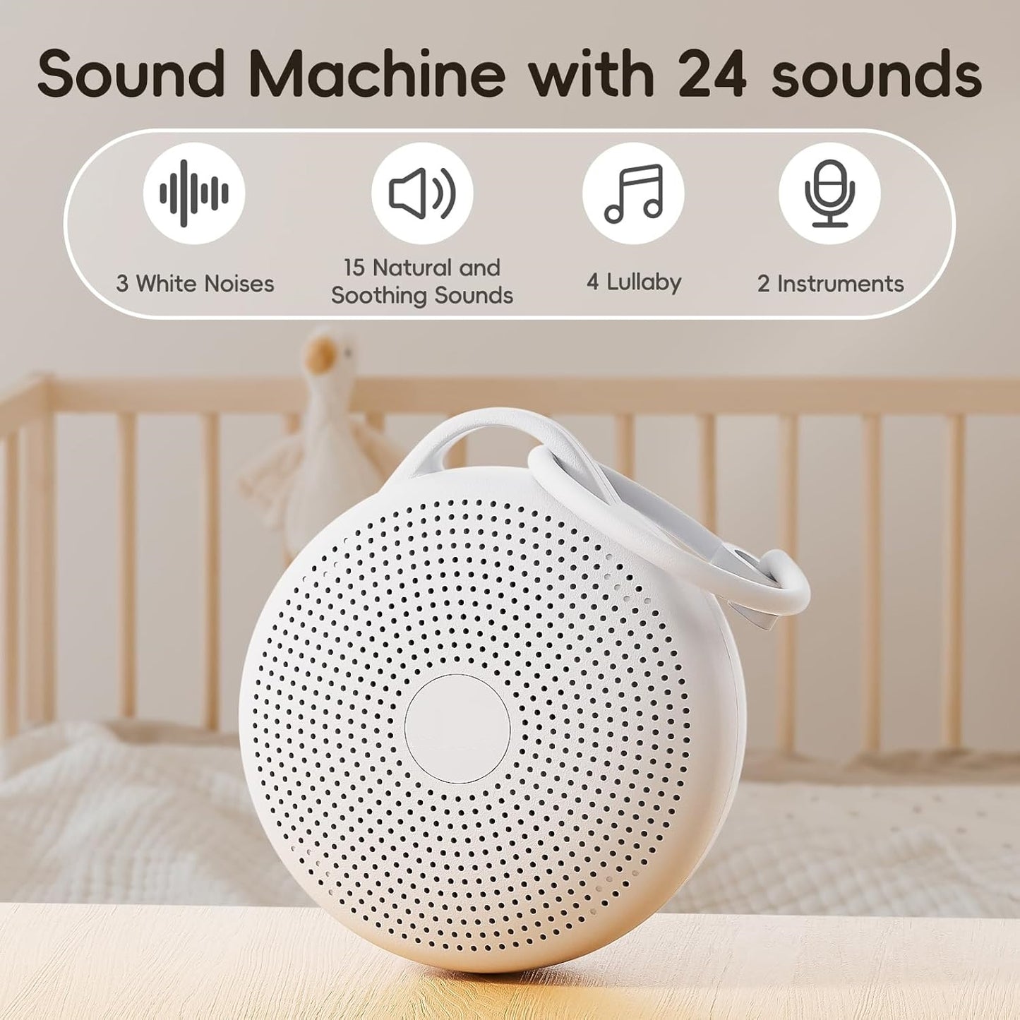White Noise Sound Machine with RGB Light & Timer for Sleep