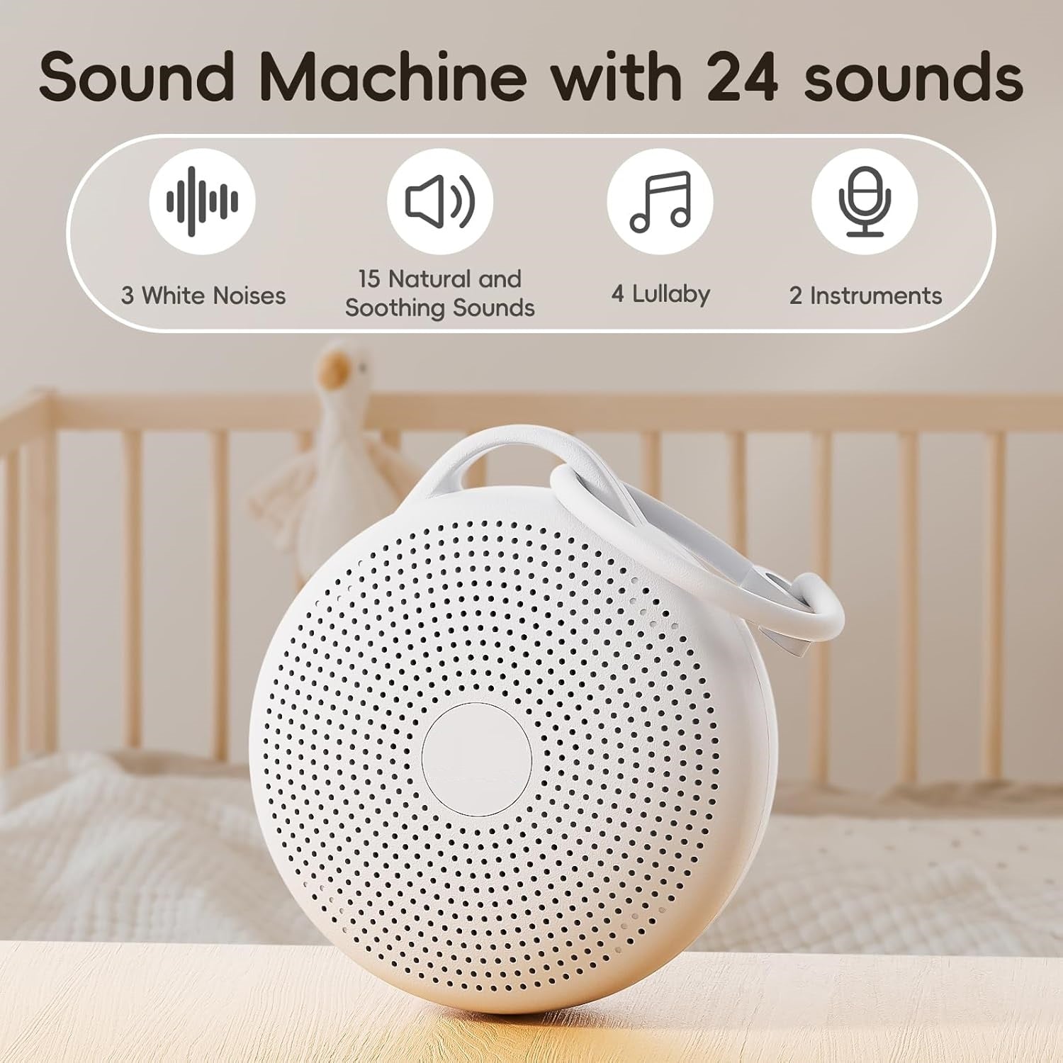 White Noise Sound Machine with RGB Light & Timer for Sleep