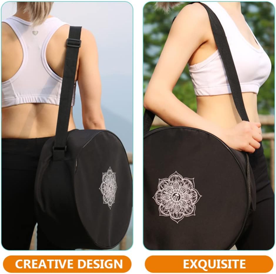 Yoga Wheel Bag Nylon Black Mandala Large Capacity