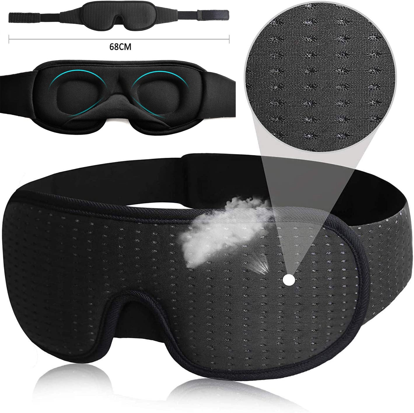 3D Sleeping Mask Light Blocker - Soft, Breathable Eye Shade