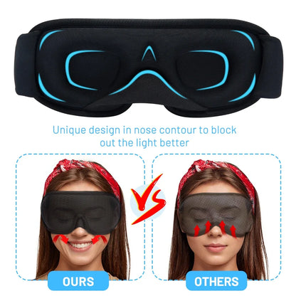 3D Sleeping Mask Light Blocker - Soft, Breathable Eye Shade