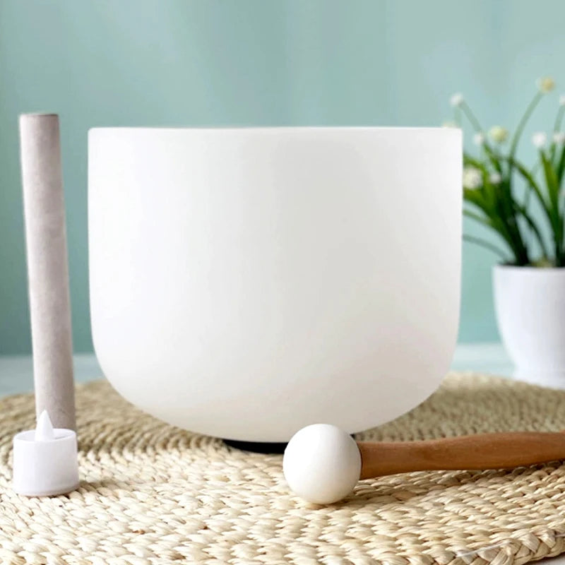 Frosted Quartz Crystal Singing Bowl - Yoga & Chakra Healing