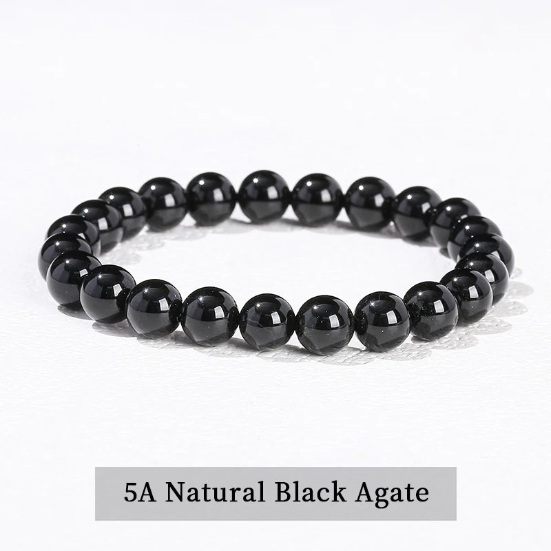 Healing Stone Bracelet: Obsidian, Fluorite, Jasper Beads