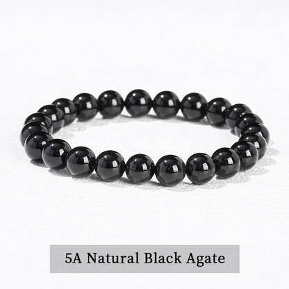 Healing Stone Bracelet: Obsidian, Fluorite, Jasper Beads