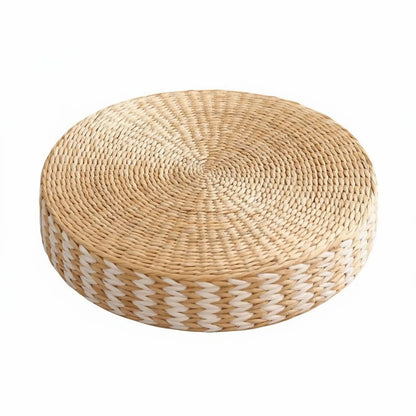 Woven Woven Mat Meditation Cushion Pillow Multi-Function Straw Woven Mat Pillow Round Straw Floor Pillow Breathable Round Woven Pouf