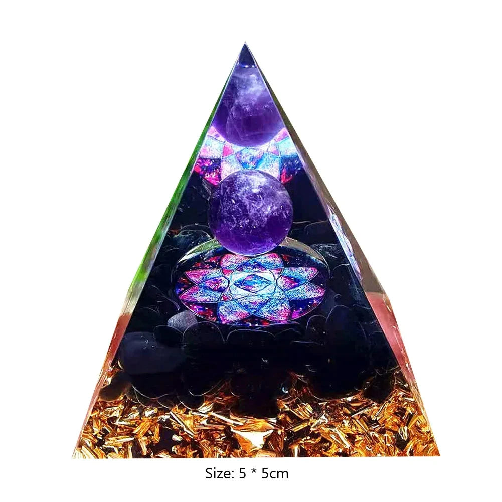 Crystal Energy Orgone Pyramid - Chakra Stone Meditation Gift